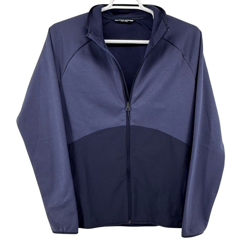 Salomon Jacket Men L Blue Full Zip Fleece Lined Softshell 24420 Outdoor Hiking